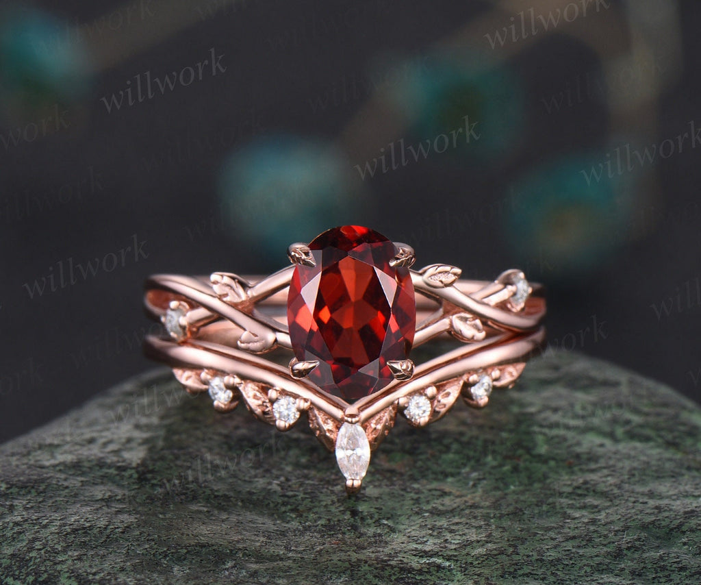 Red garnet deals engagement ring