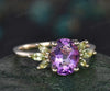 2ct oval purple amethyst ring vintage marquise peridot ring yellow gold unique engagement ring women gemstone wing ring promise ring her