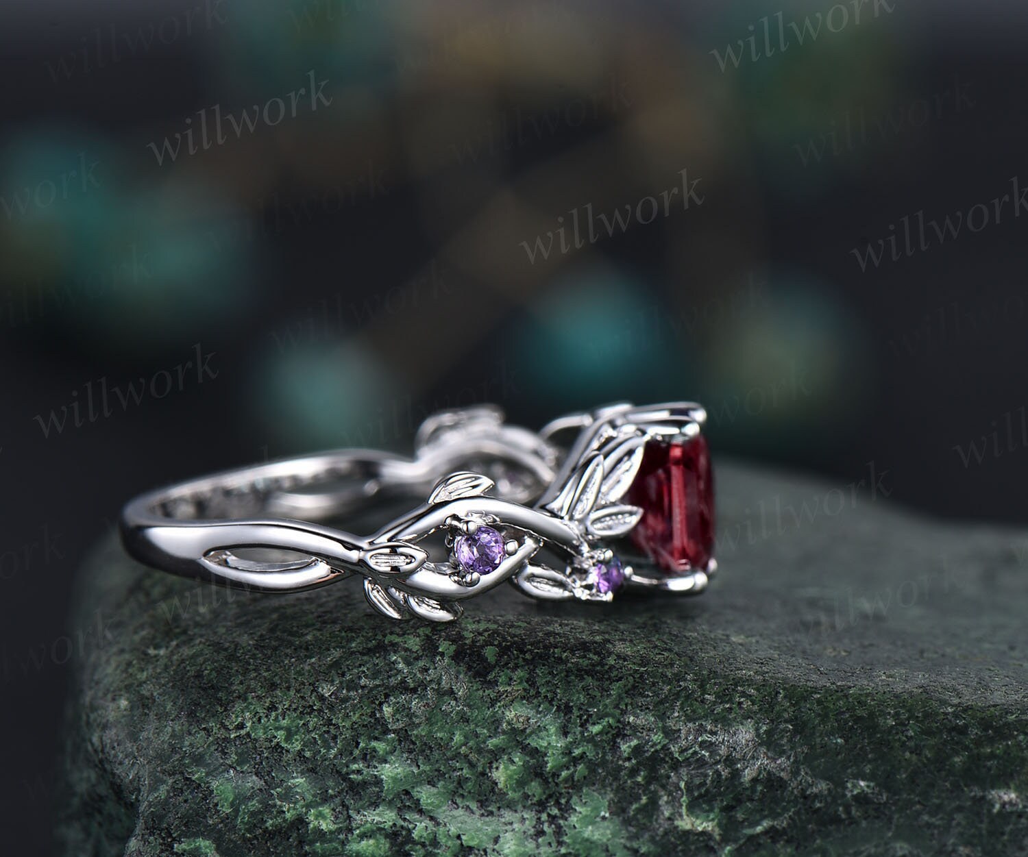 Ruby Wedding Rings Red Ruby Rings July Birthstone Oval Cut Rings Silver Rings Vintage hotsell Rings