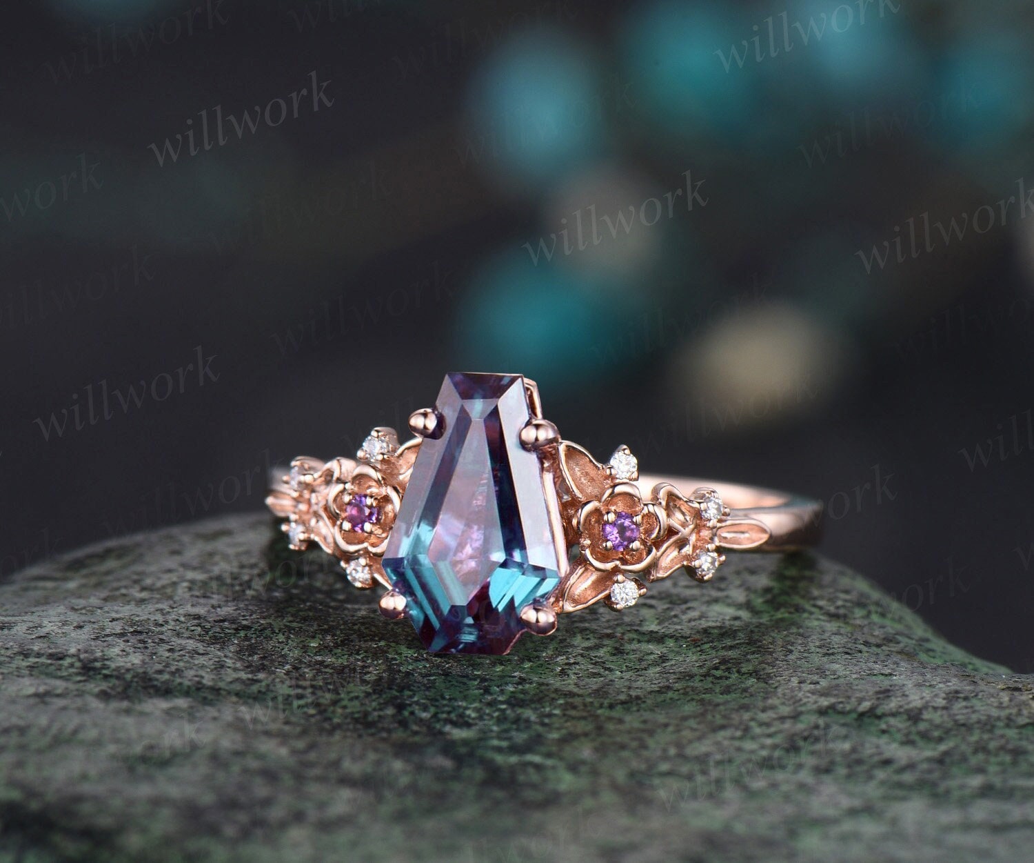 Coffin shaped wedding on sale ring