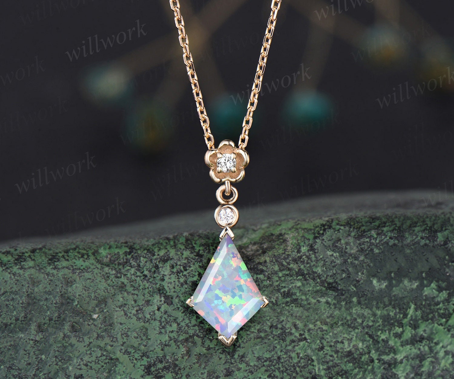 Women's opal deals necklace