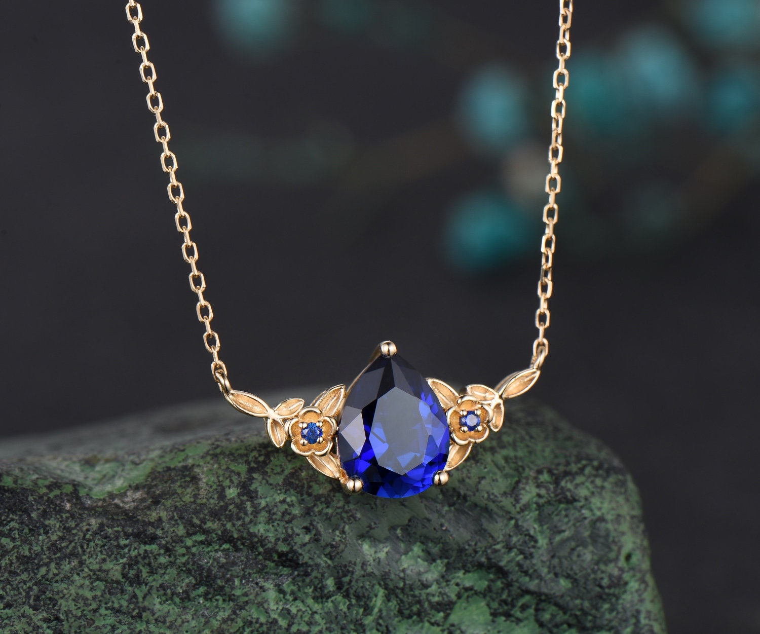 2024 Natural blue sapphire necklace